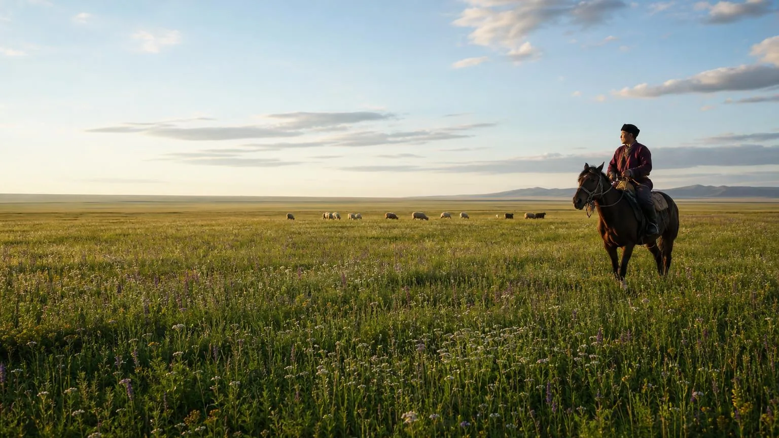 Healthy grassland stretching to the horizon
