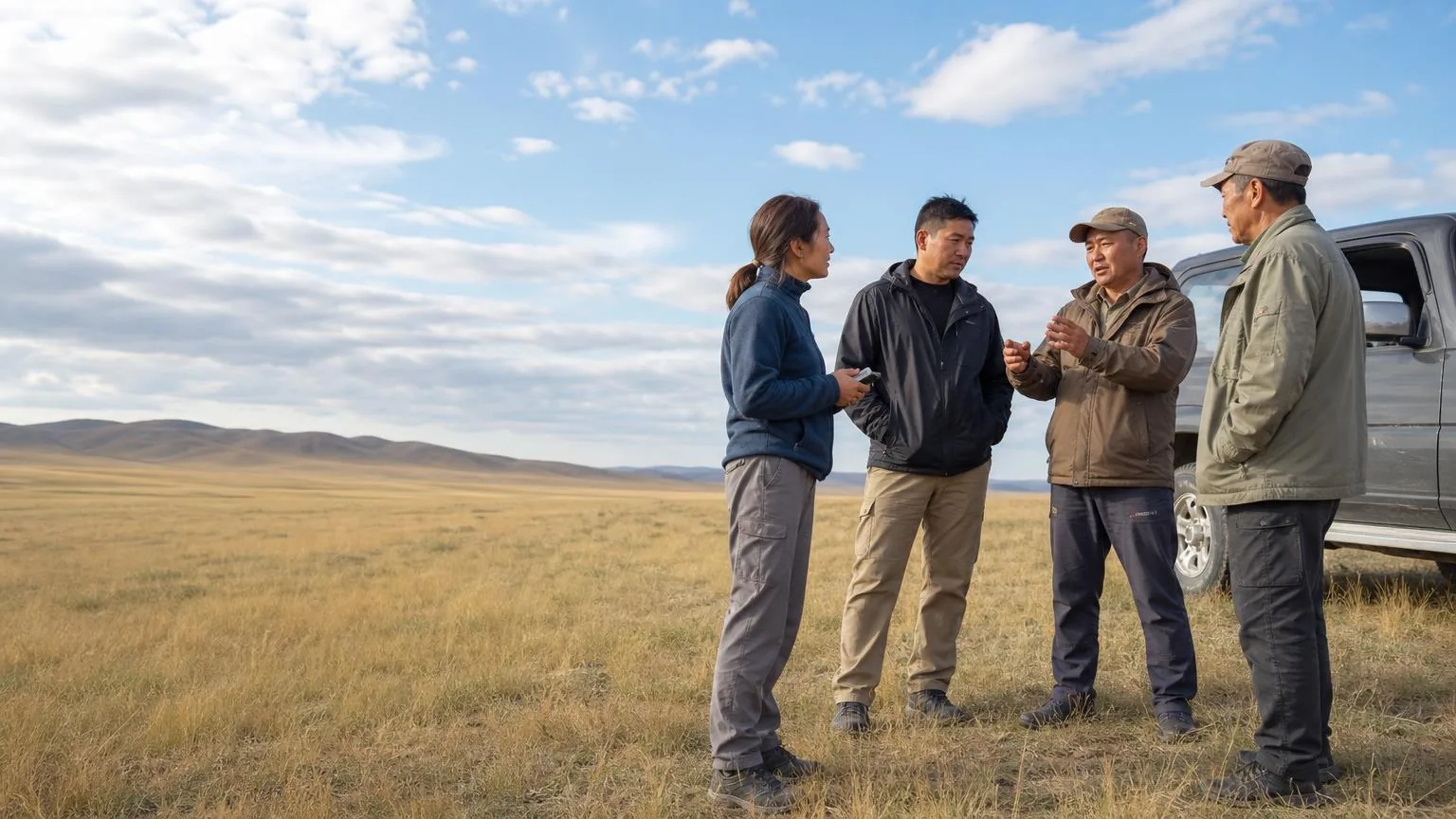 Partners meeting on the edge of the steppe